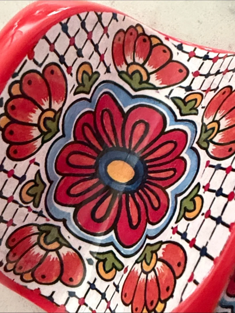 Panama Jack Melamine Taco Serving Tray Red Floral